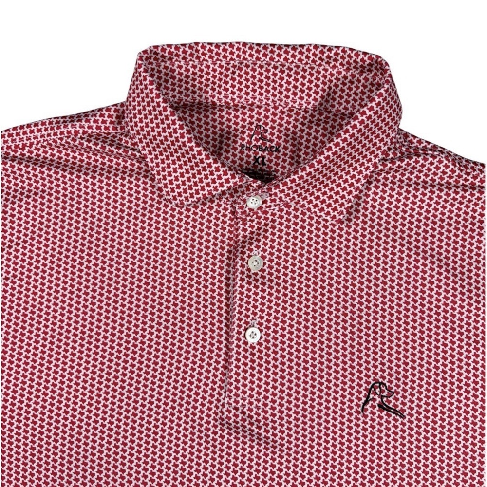 Rhoback Shirt Mens XL Red Texas State Print Flag Golf Polo Performance Stretch